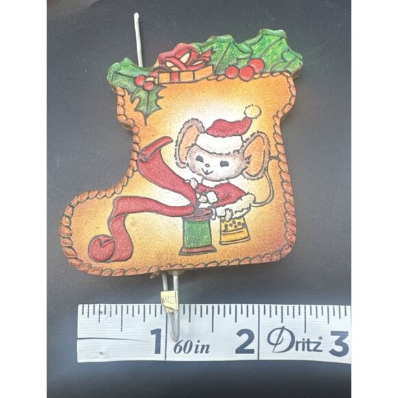 VTG Double Sided Leather Stocking Christmas Ornaments Cardinal Deer Mouse 18 - Picture 9 of 9
